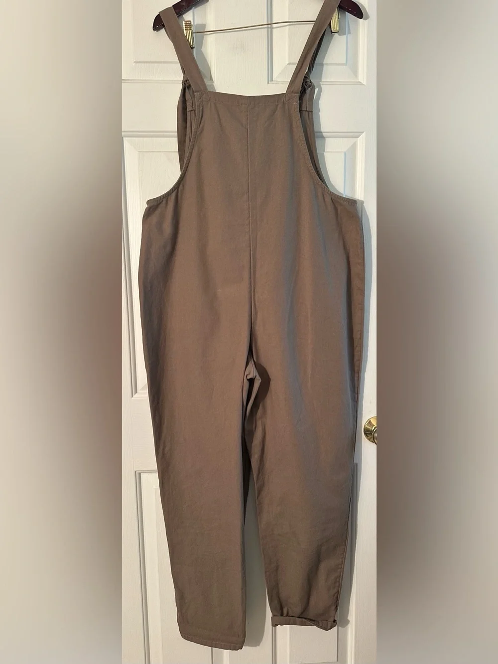 LUCY & YAK 6/8 Streetwear Utility Organic Cotton Jumpsuit Overalls Cappuccino